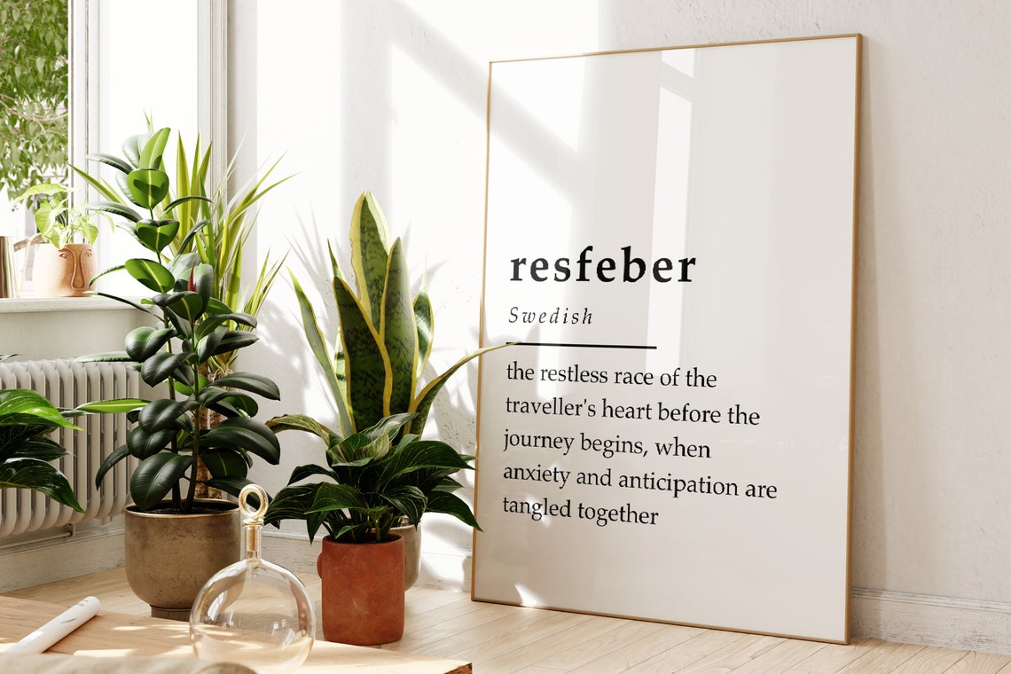 Resfeber Swedish Word Definition Wanderlust Travel Quote Poster