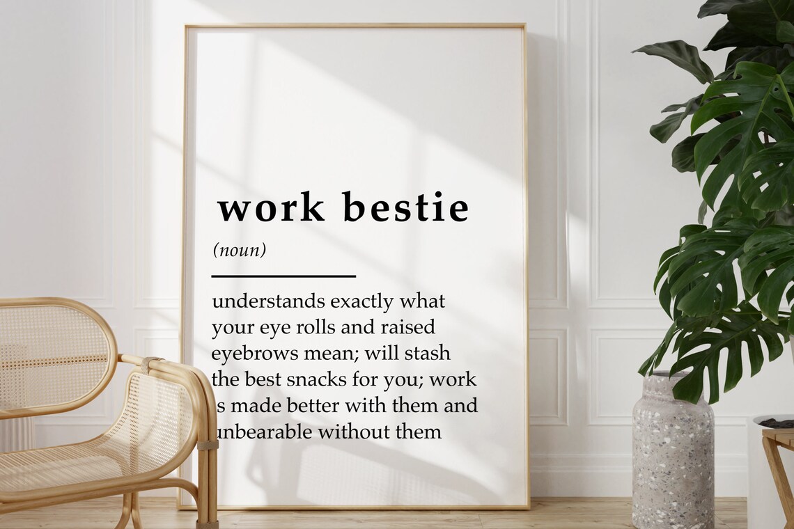 Work Bestie Leaving Gift Typography Art Print