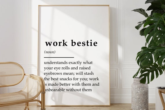 Work Bestie Leaving Gift Typography Art Print