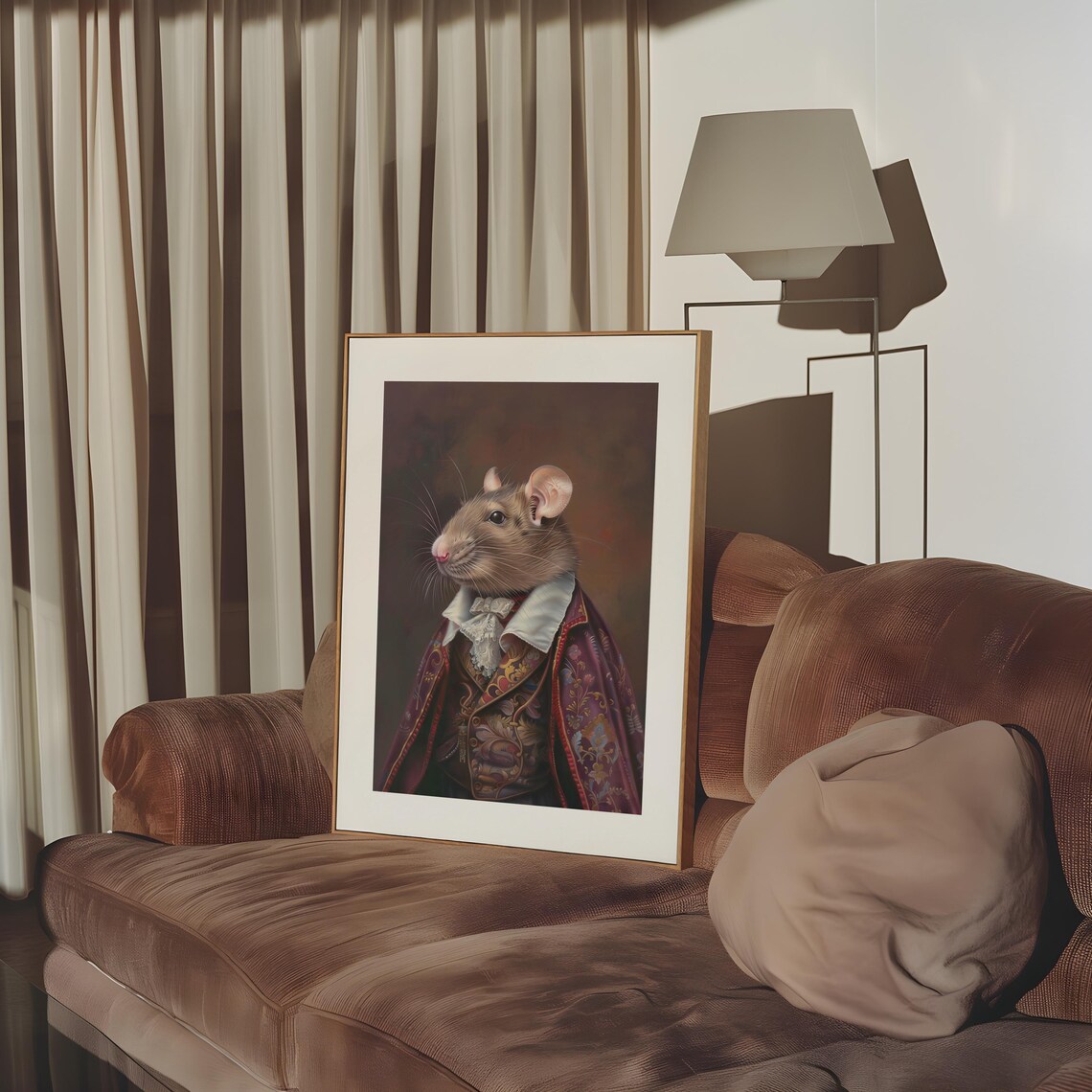 Vintage Rat Print Victorian Rat Painting Funny Animal Portrait Rat King Poster Dark Academia Print Moody Wall Art Dark Arts Print Mouse Art - Image 2