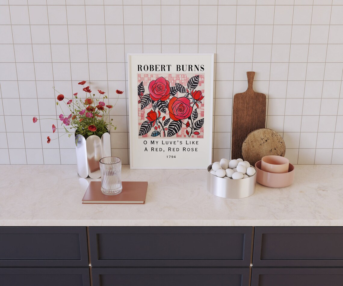 Robert Burns Red Red Rose Poem, Scottish Art Print - Image 3