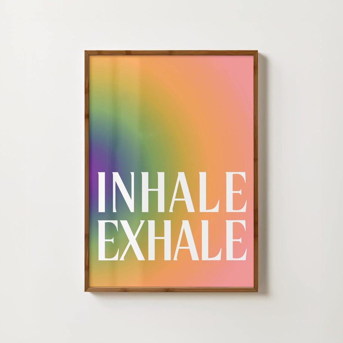 Inhale Exhale Rainbow Gradient Typography Yoga Breathing Poster