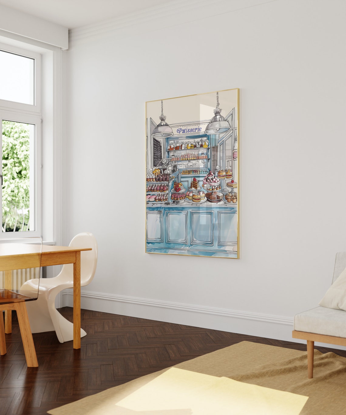 French Patisserie Blue Storefront Pastries Croissant Kitchen Print - Image 4