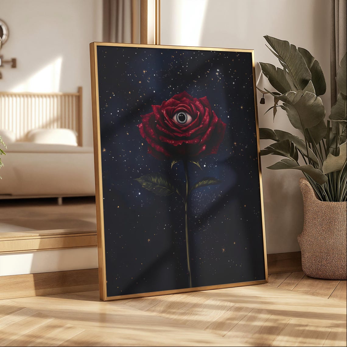 Surreal Red Rose With All Seeing Eye Dark Gothic Floral Art Poster - Image 4