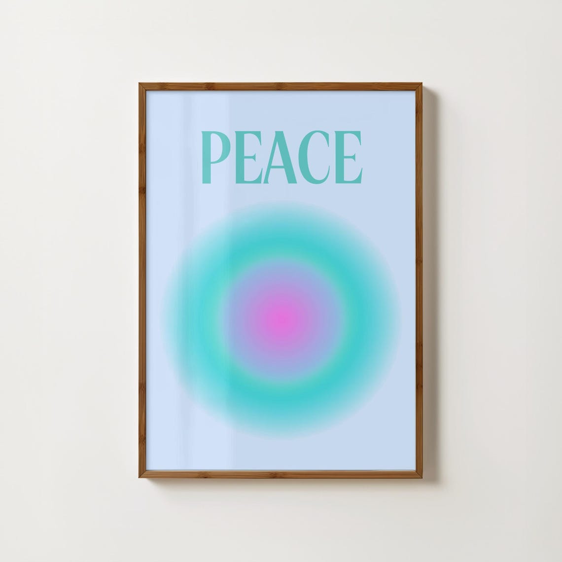 Peace in Soft Blue Aura Typography Gradient Mindfulness Poster