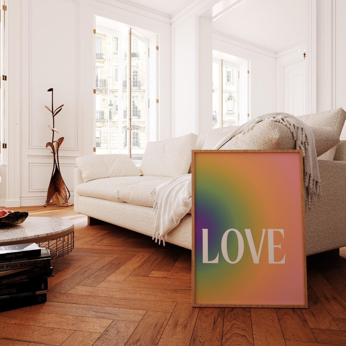 Love White Typography Over A Rainbow Aura Gradient Artwork Poster - Image 2