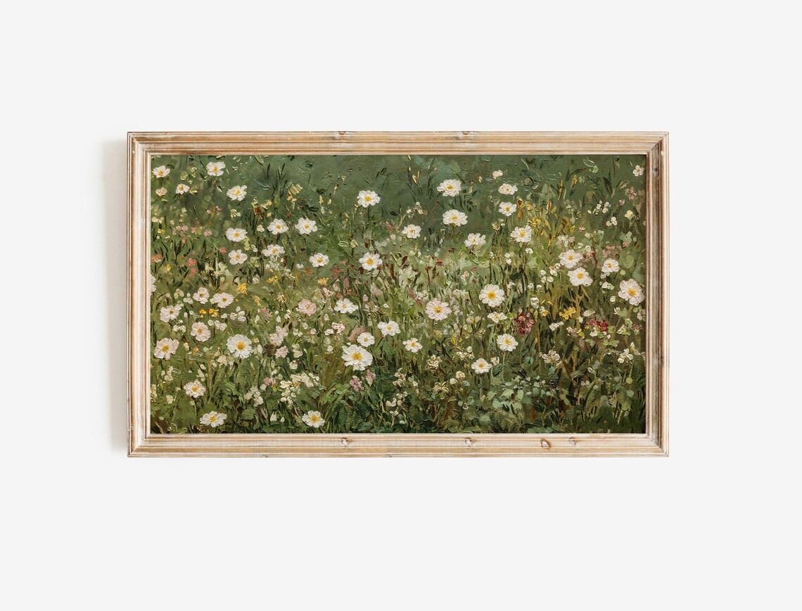 Spring Wildflowers Garden Green Vintage Art Print - Image 2