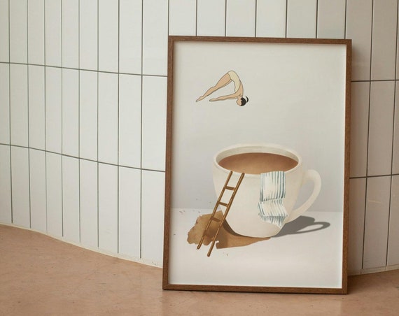 Coffee Diver Poster Print Good Morning Coffee Poster Coffee Lover Gift Coffee Station Wall Art Trendy Kitchen Wall Art