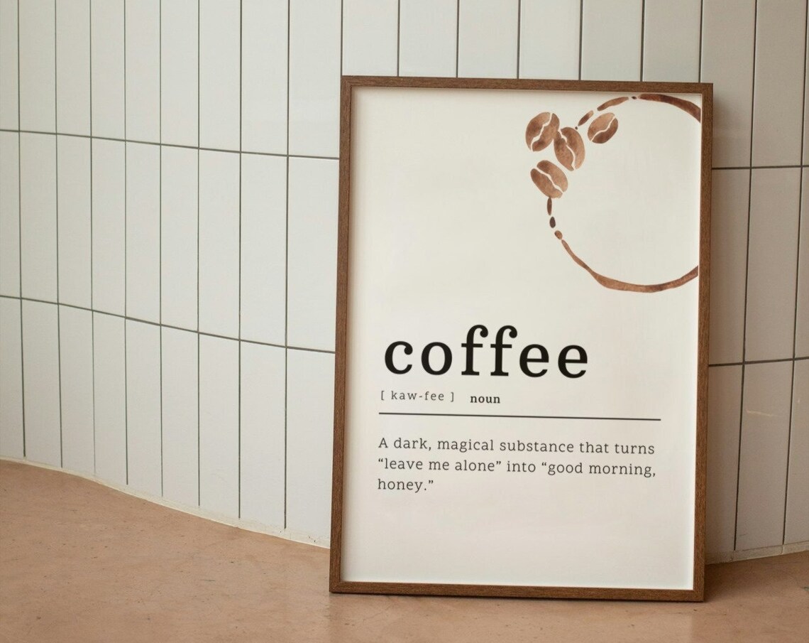 Coffee Definition Print, Coffee Corner Kitchen Decor