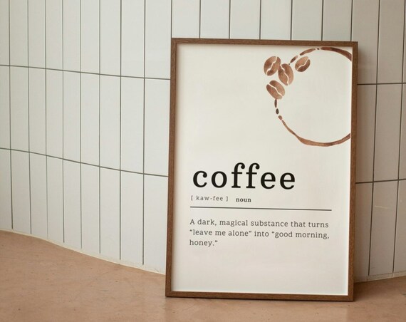 Coffee Definition Print, Coffee Corner Kitchen Decor