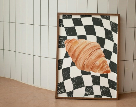 Croissant Wall Art Print Kitchen Wall Art Trendy Home Decor Food Print Art Retro Prints Instant Kitchen Decor