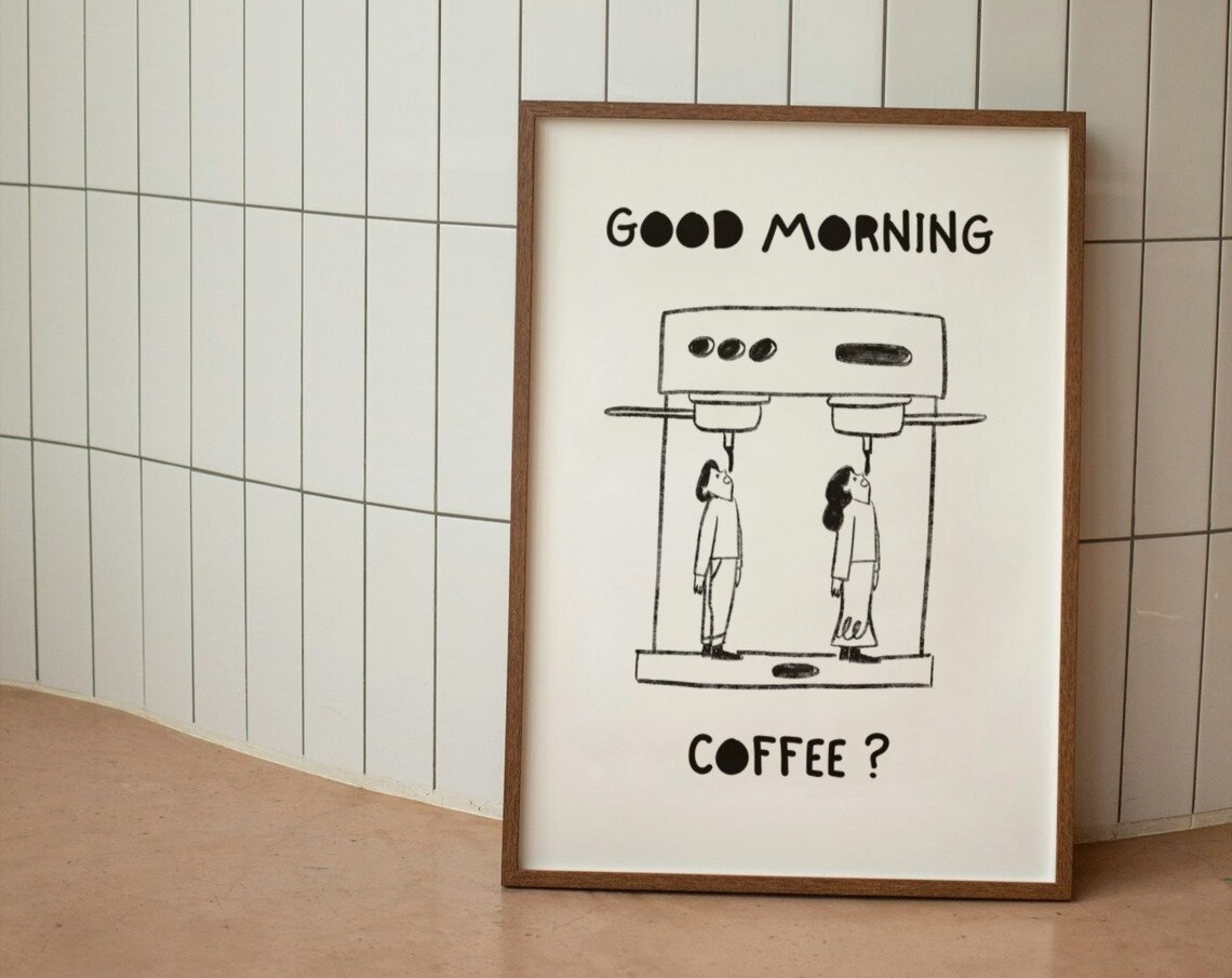 Good Morning Coffee Espresso Cartoon Art Print