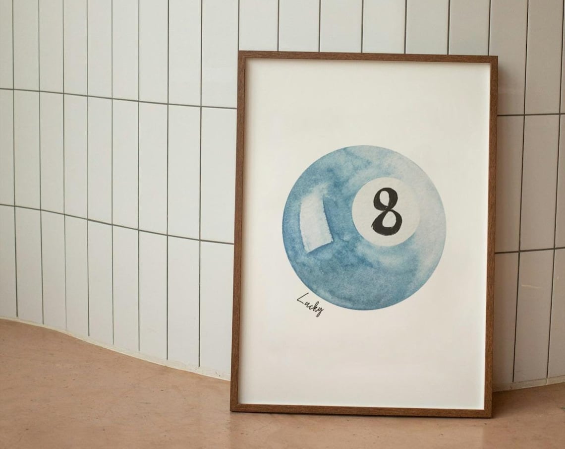 Lucky 8 Ball Retro Hand Drawn Poster