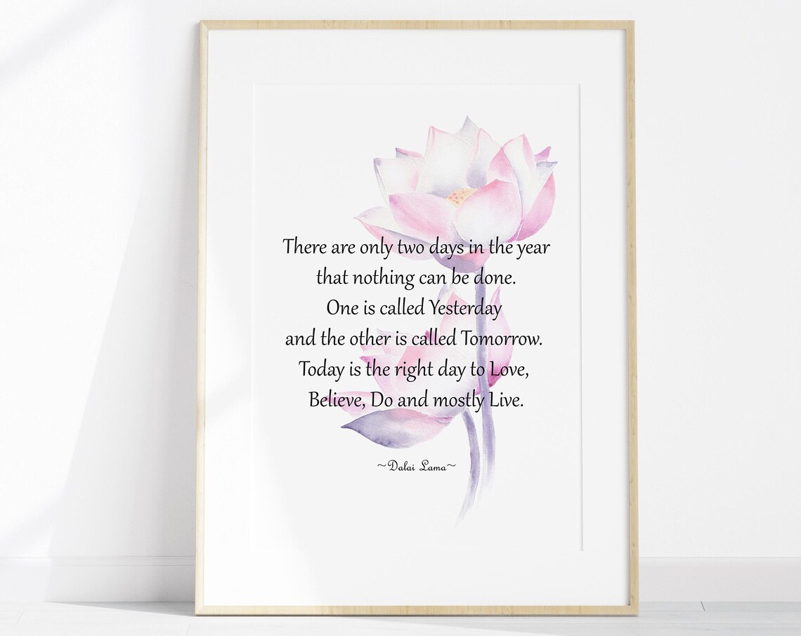 Dalai Lama Mindfulness Quote Art Print, Spiritual Decor