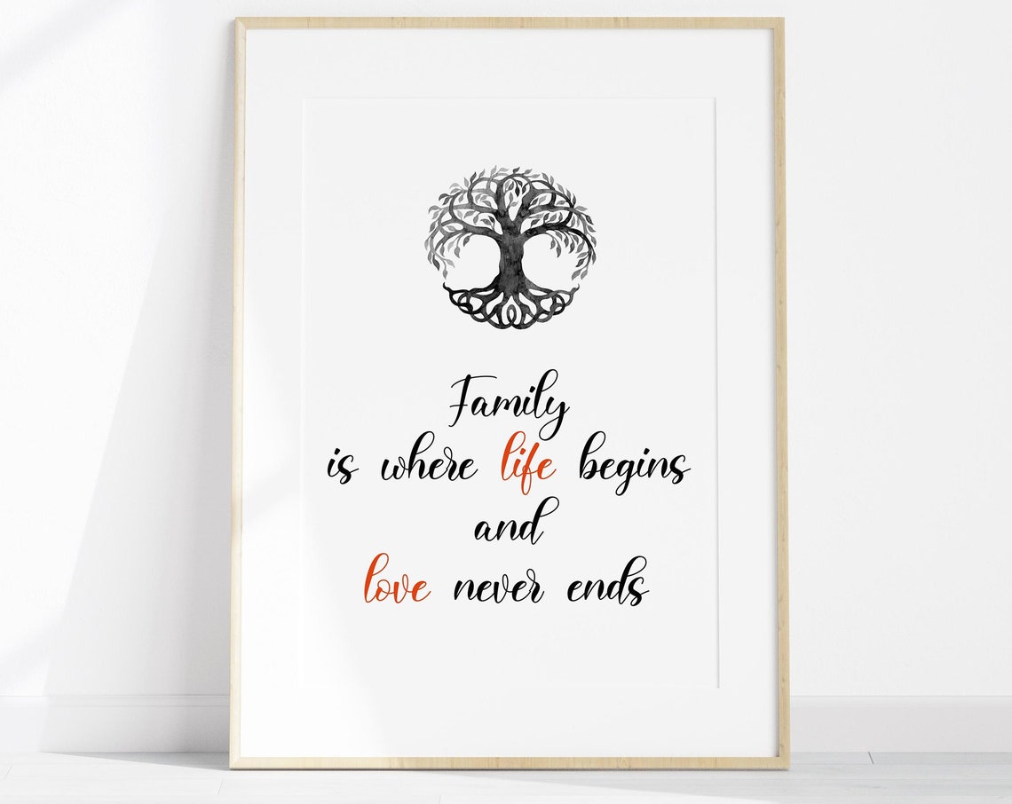 Family Is Where Life Begins Tree Of Life Quote Wall Decor Poster
