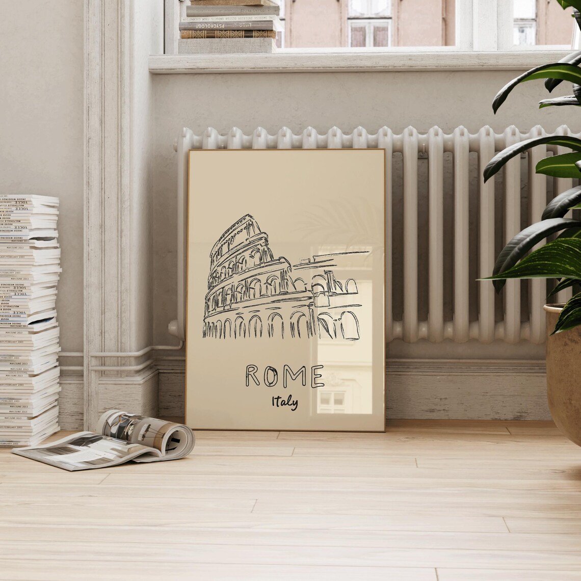 Rome Line Drawing, Italian Travel Poster - Image 3