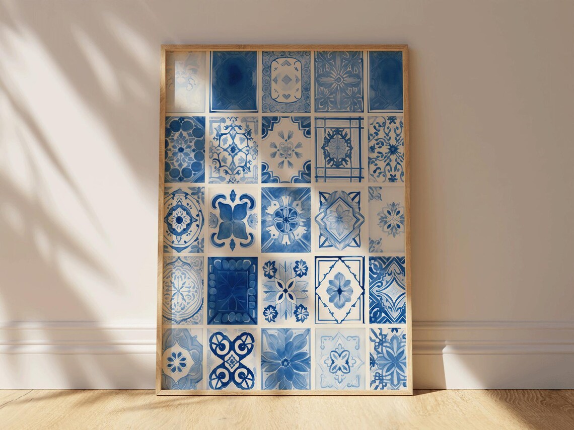 Spanish Tile Pattern, Vintage Mosaic Tiles Art Print