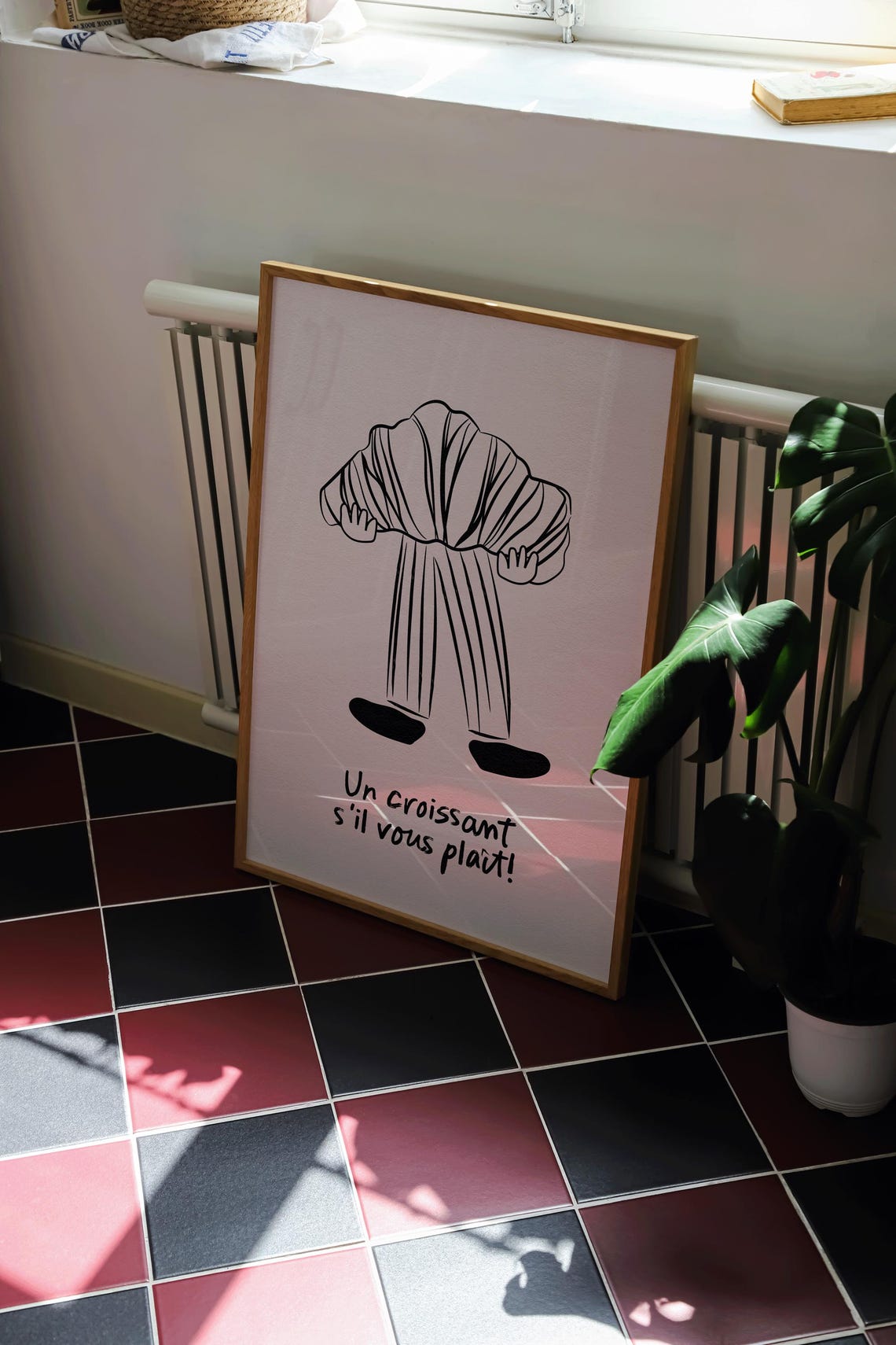 Funny Croissant Poster Print, French Kitchen Doodle - Image 3