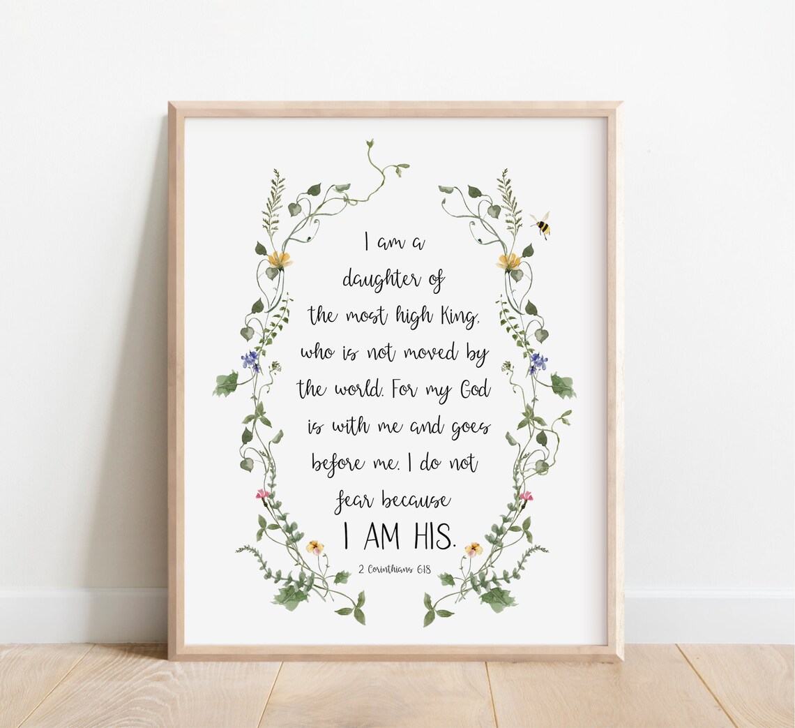 Daughter Of The King Christian Faith Quote Floral Watercolor Poster