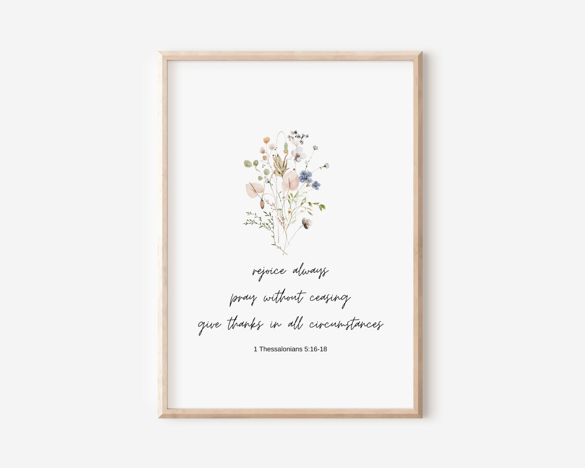 1 Thessalonians 5:16-18 Rejoice Always Wildflower Posy Scripture Wall Art