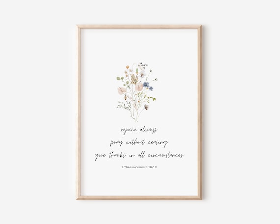 1 Thessalonians 5:16-18 Rejoice Always Wildflower Posy Scripture Wall Art
