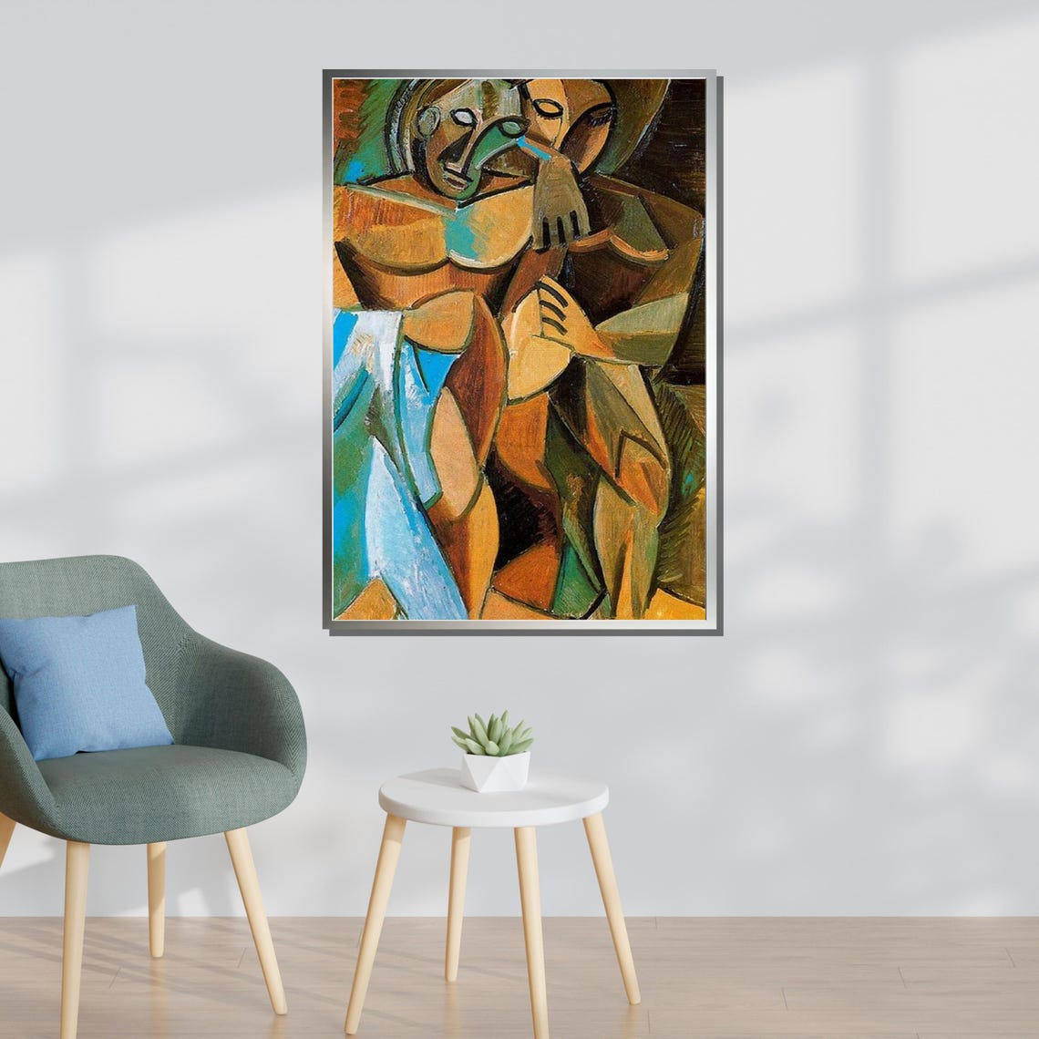 Cubist Lovers Abstract Couple Art Picasso Inspired Wall Decor Modern Art Print Ready To Hang - Image 3
