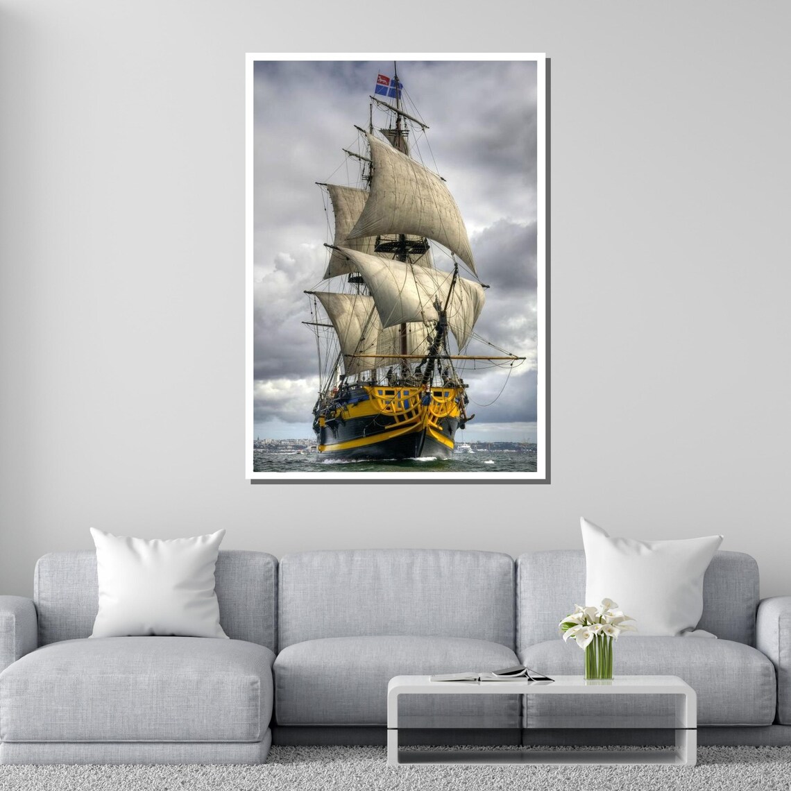 Vintage Sailing Ship Nautical Wall Art Historic Ship Print Maritime Decor Ocean Adventure Art Ready To Hang - Image 2