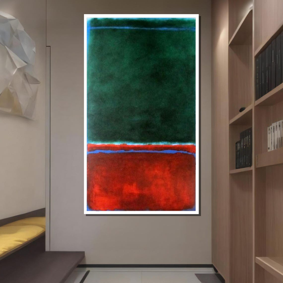 Rothko Inspired Green Red Color Field Abstract Minimalist Art Print - Image 2