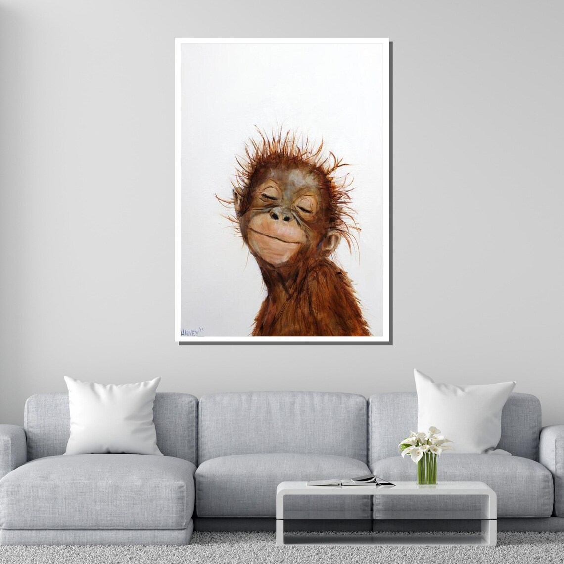 Smiling Baby Orangutan Nursery Portrait Whimsical Animal Art Print - Image 4