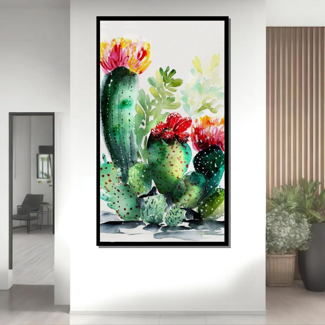 Watercolor Cactus Bloom Prickly Pear Botanical Desert Garden Print - Image 4