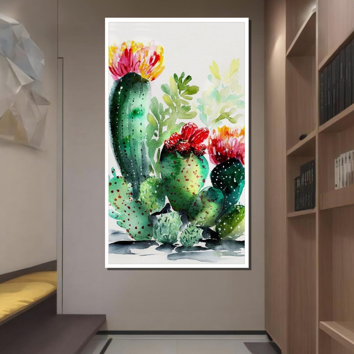 Watercolor Cactus Bloom Prickly Pear Botanical Desert Garden Print - Image 2