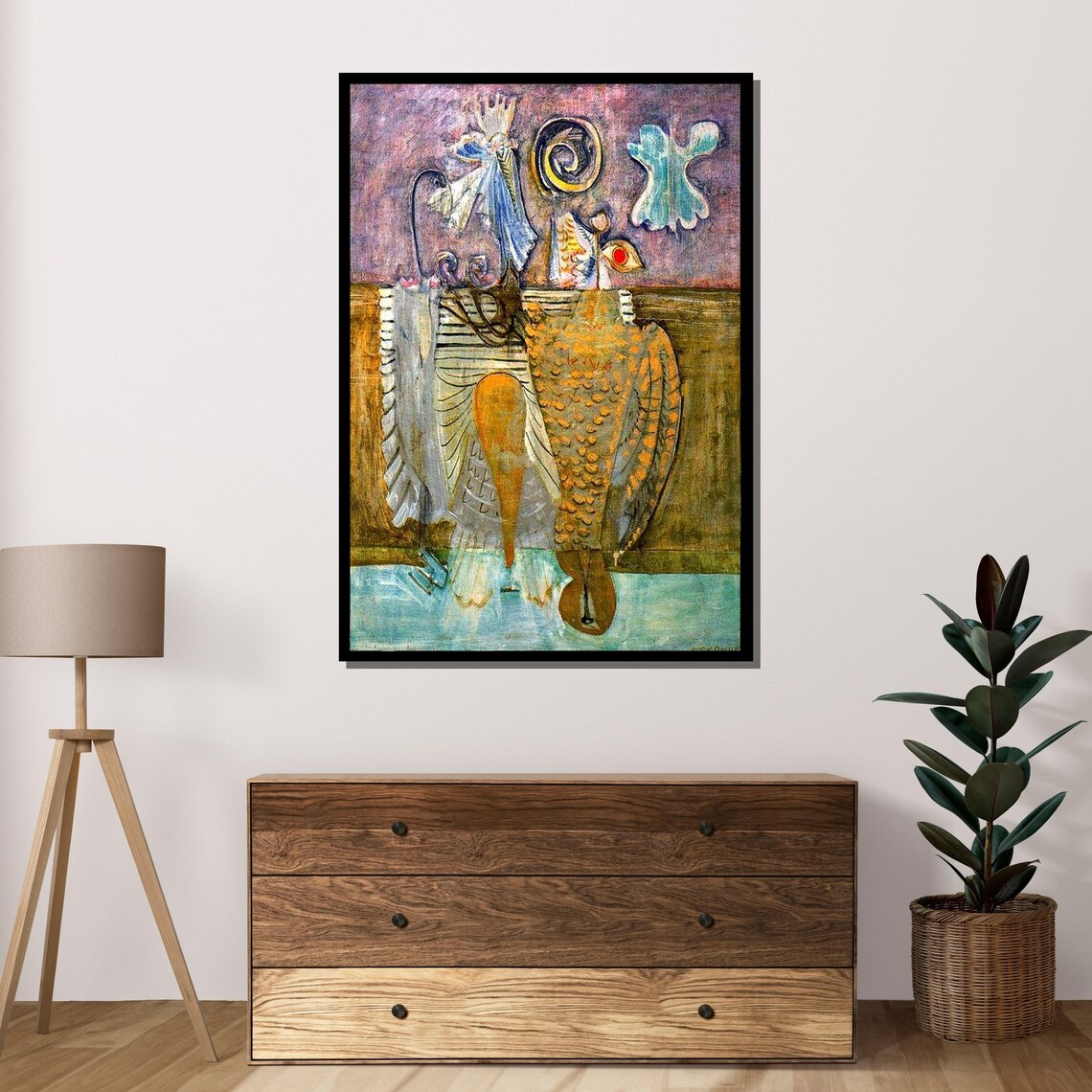 Abstract Surrealist Owl Birds Vintage Modernist Animal Art Wall Poster - Image 4