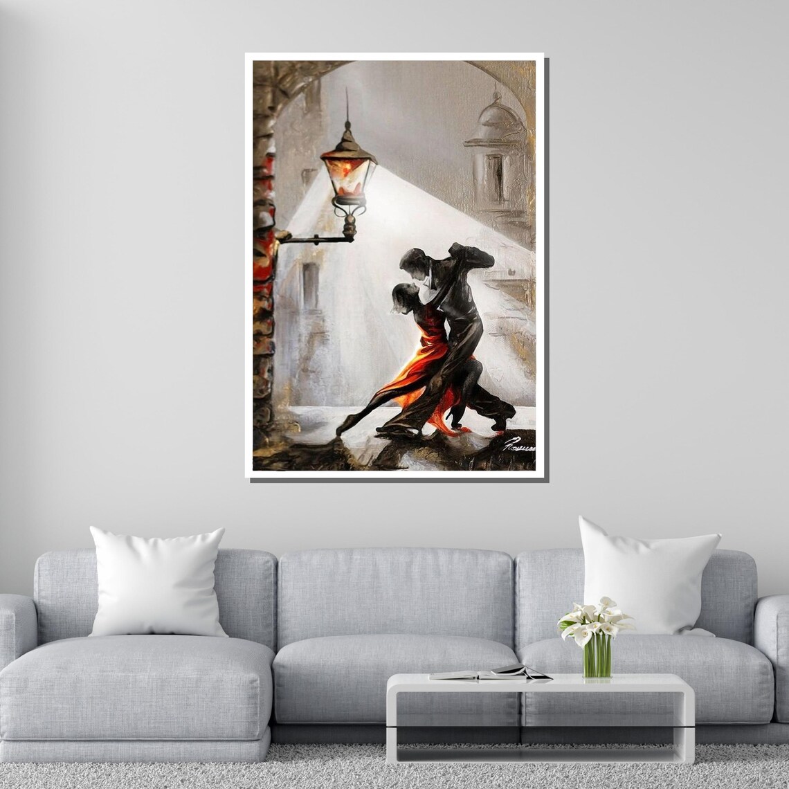 Romantic Tango Dance Couple, Elegant Art Print - Image 2