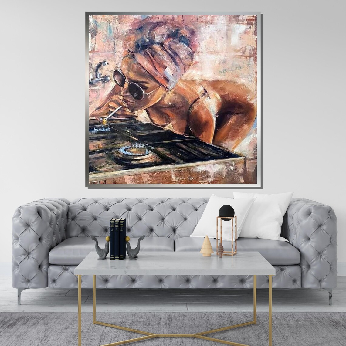 Edgy Urban Woman Sunglasses Headscarf Bold Gritty Realism Art Poster - Image 3