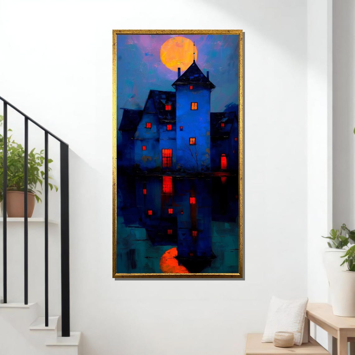 Moonlit Haunted Manor Gothic Castle Dark Fantasy Night Wall Art Poster