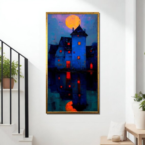 Moonlit Haunted Manor Gothic Castle Dark Fantasy Night Wall Art Poster