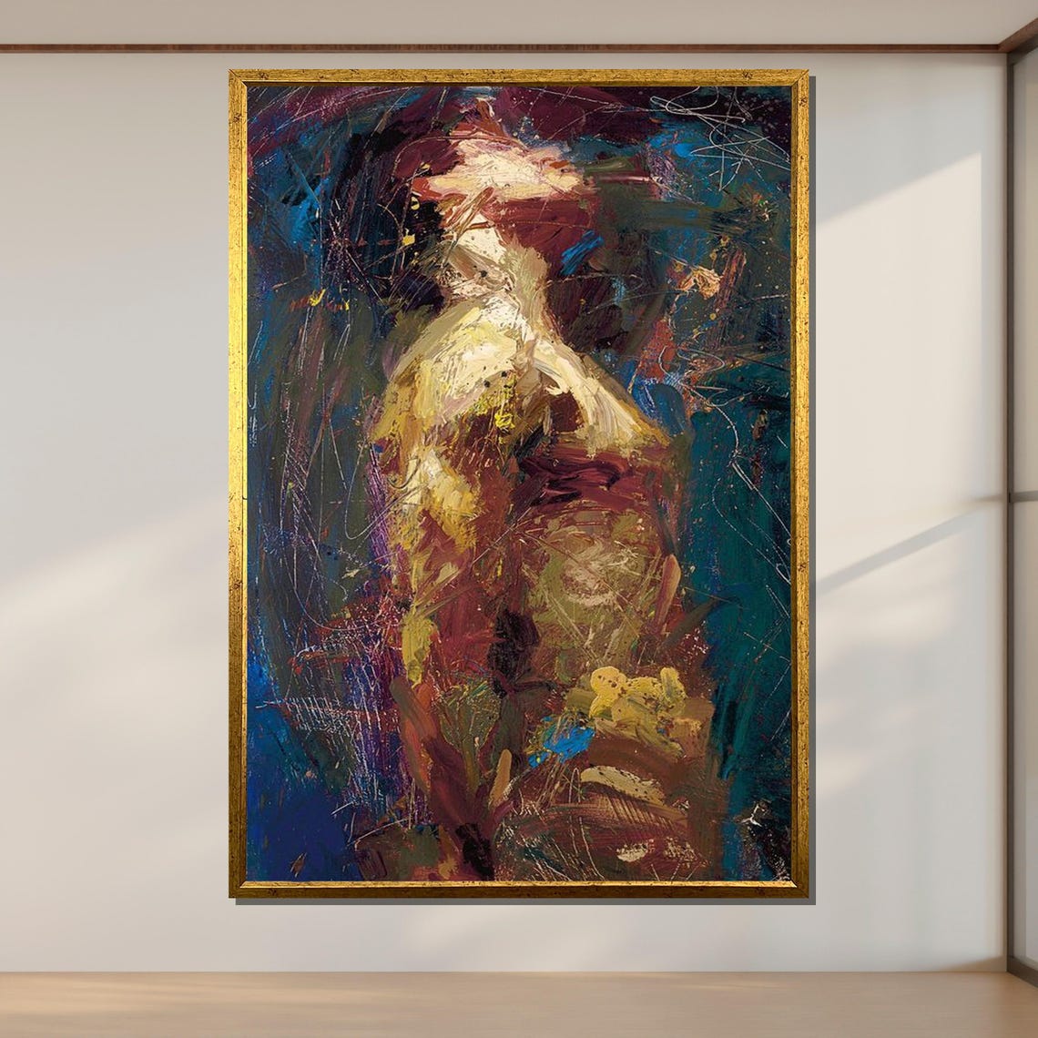 Abstract Nude Expressionism Vibrant Figurative Art Emotional Mixed Media Wall Art Design Ready To Hang