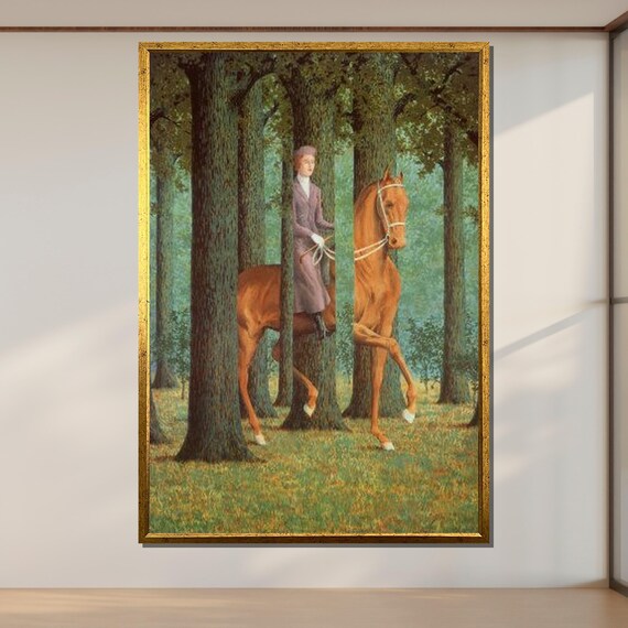 Surreal Horseman Magritte Inspired Art Abstract Forest Wall Print Dreamlike Art Piece Ready To Hang Decor