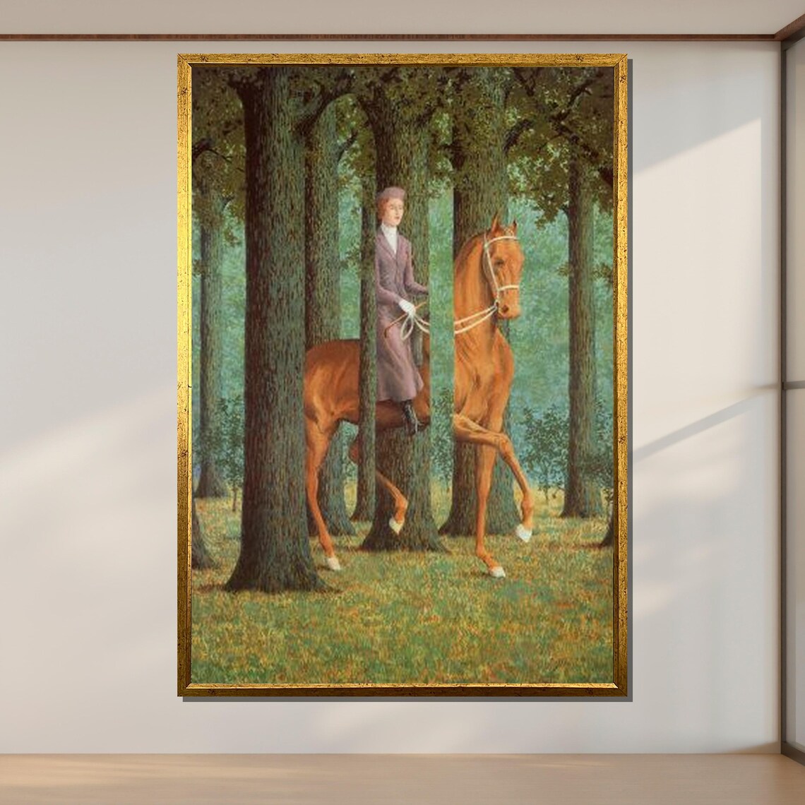 Surreal Horseman Magritte Inspired Art Abstract Forest Wall Print Dreamlike Art Piece Ready To Hang Decor