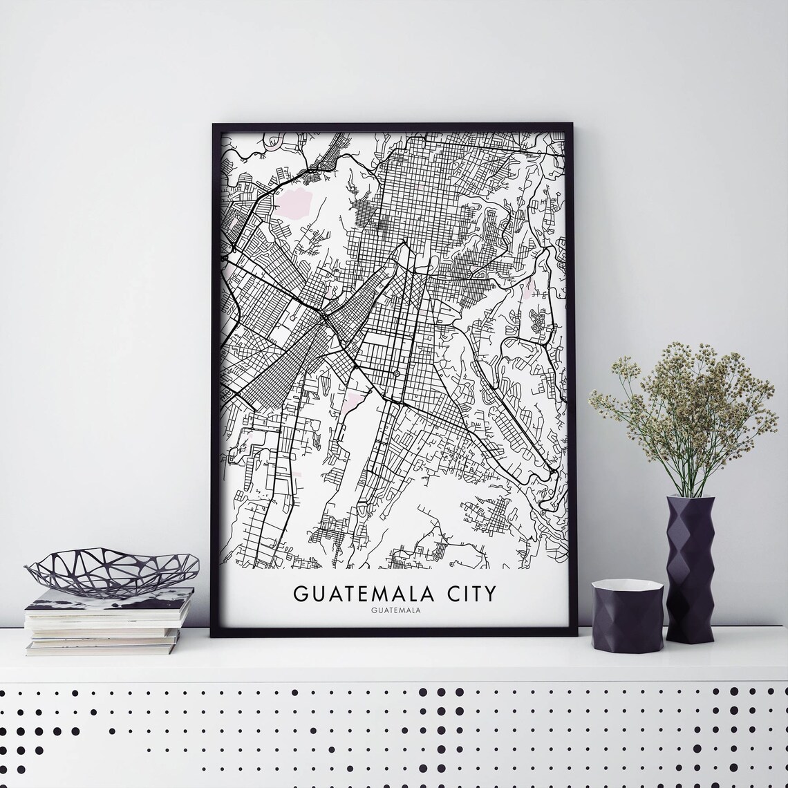 Guatemala City Map Art Print, Travel Wall Art