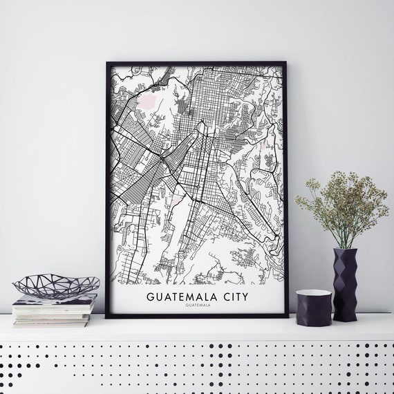 Guatemala City Map Art Print, Travel Wall Art