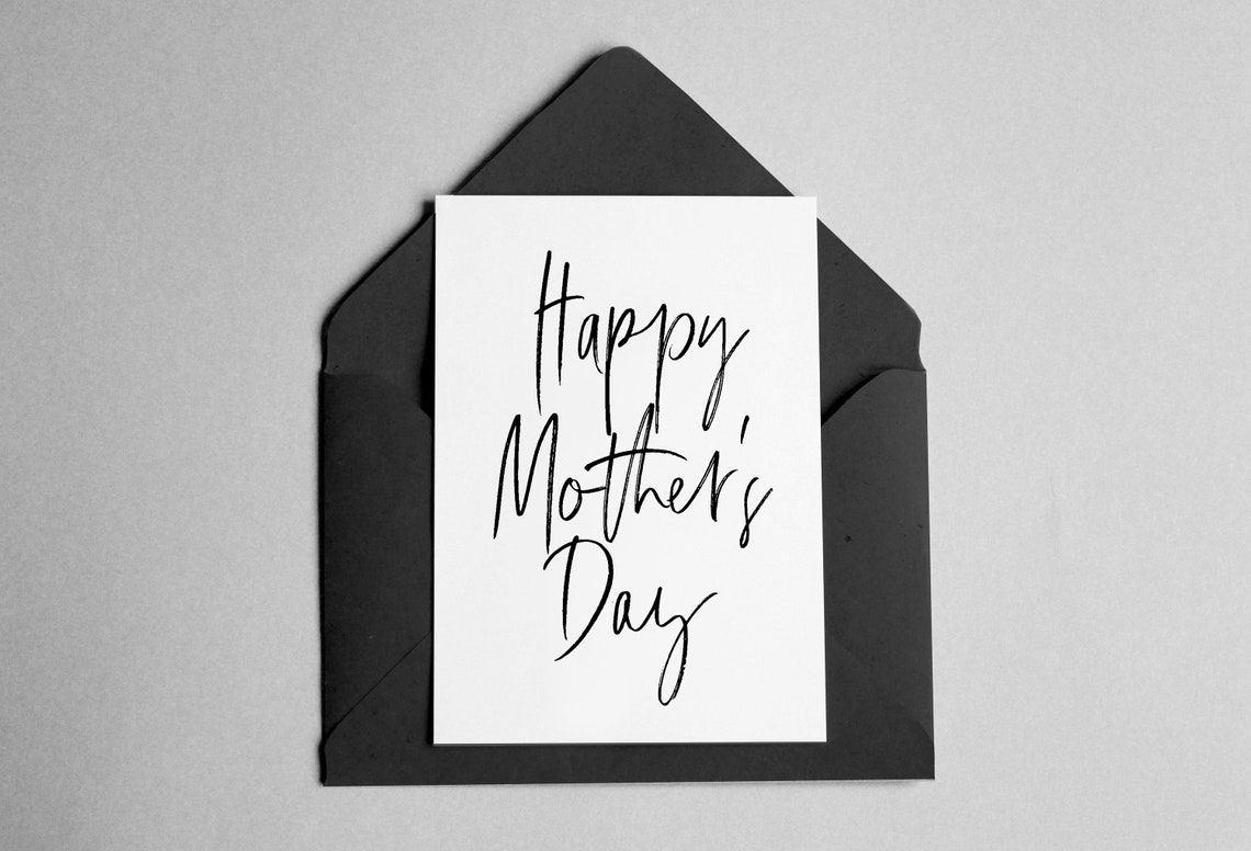 Happy Mother's Day Elegant Script Card With Black Envelope Print