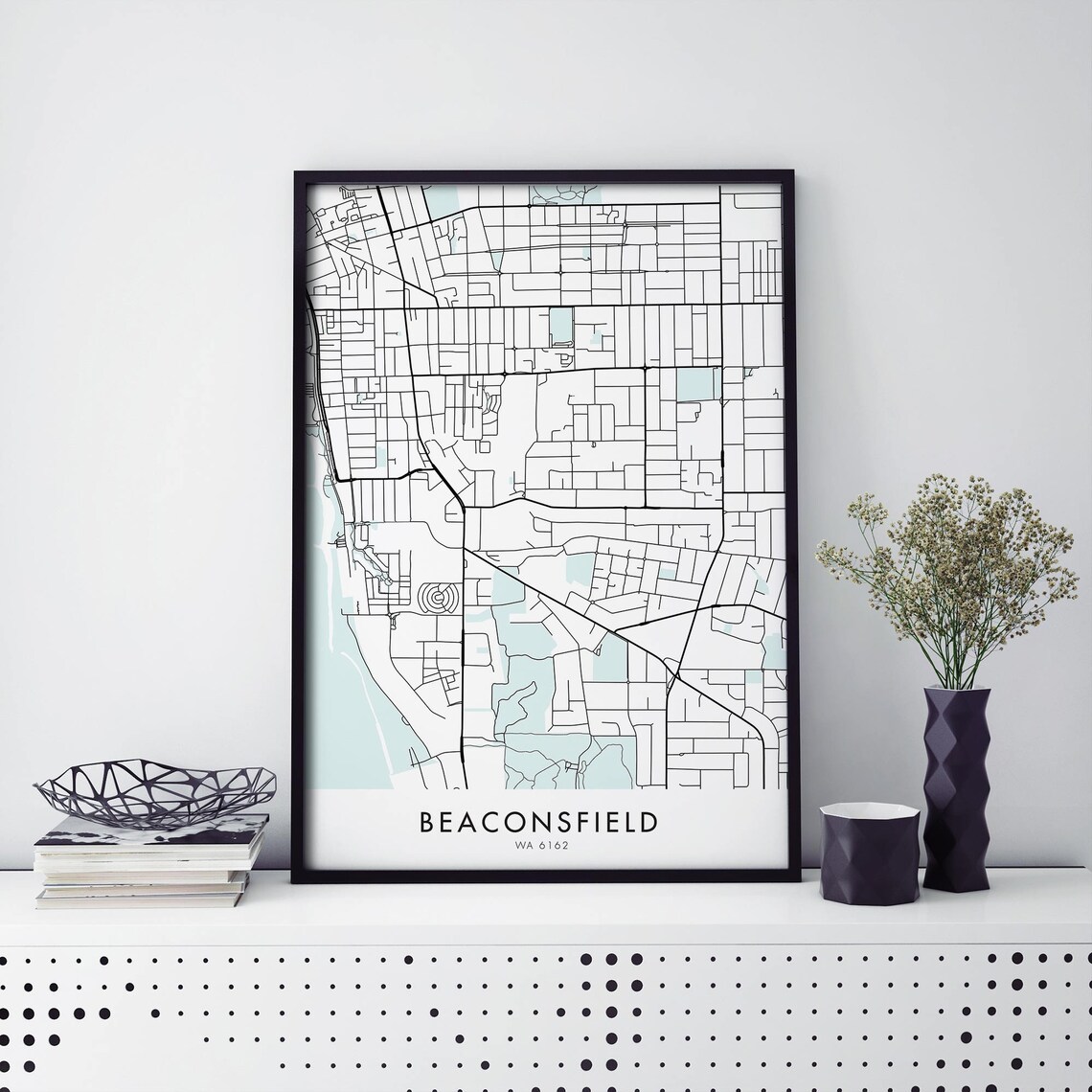 Beaconsfield Western Australia Suburb Street Map Aqua Detail Art Print