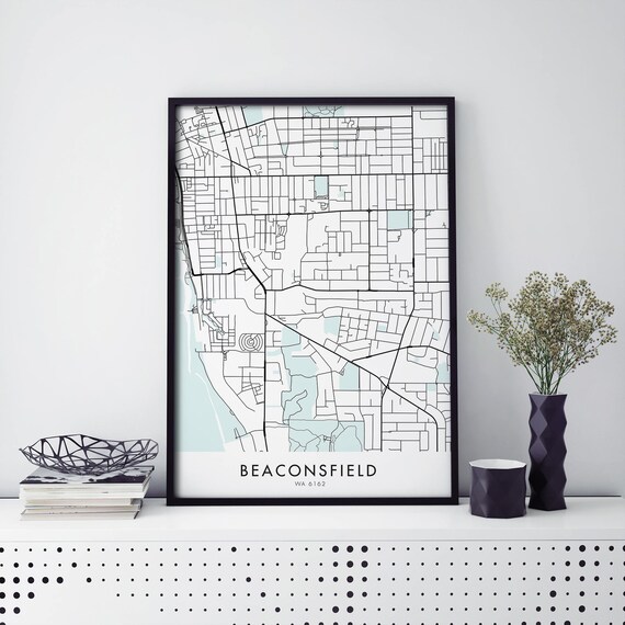 Beaconsfield Western Australia Suburb Street Map Aqua Detail Art Print