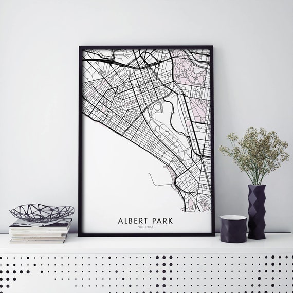 Albert Park Melbourne City Map Art Print