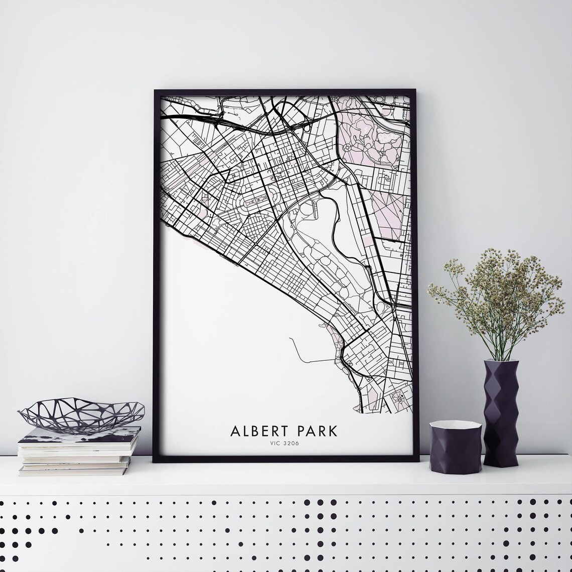 Albert Park Melbourne City Map Art Print