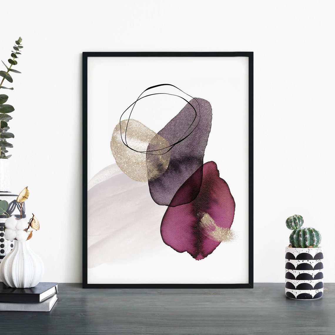Soft Gold Pebbles Watercolor Abstract Neutral Modern Wall Poster