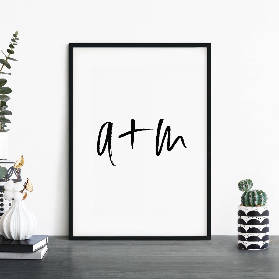 Custom Couples Initials Art Print, Personalized Decor