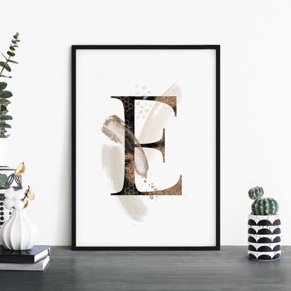 Letter E Alphabet Abstract Print Wall Art 4x6 5x7 A4 A3 A2 A1