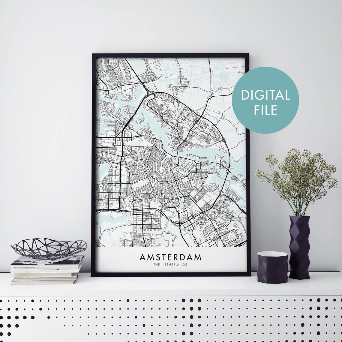 Amsterdam Netherlands City Map Art Print